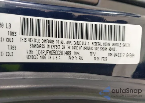 2012 Jeep Grand Cherokee Laredo z USA, uszkodzony, nr VIN 1C4RJFAG5CC281489